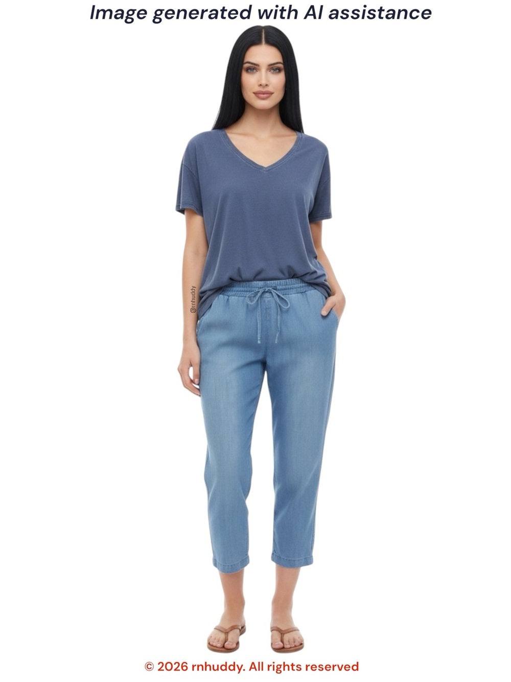 Workshop Republic Clothing 1X lyocell chambray pull on pant